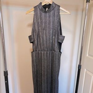 GB Sleeveless Metallic Cut-Out Maxi Gown